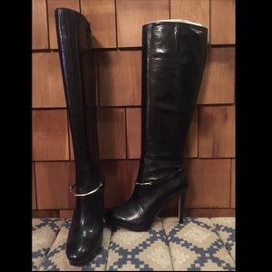 Black Nine West Knee High Leather Boots